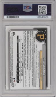 Paul Skenes from the 2024 Bowman Chrome Mega Box set graded by PSA and given an overall grade of 10.