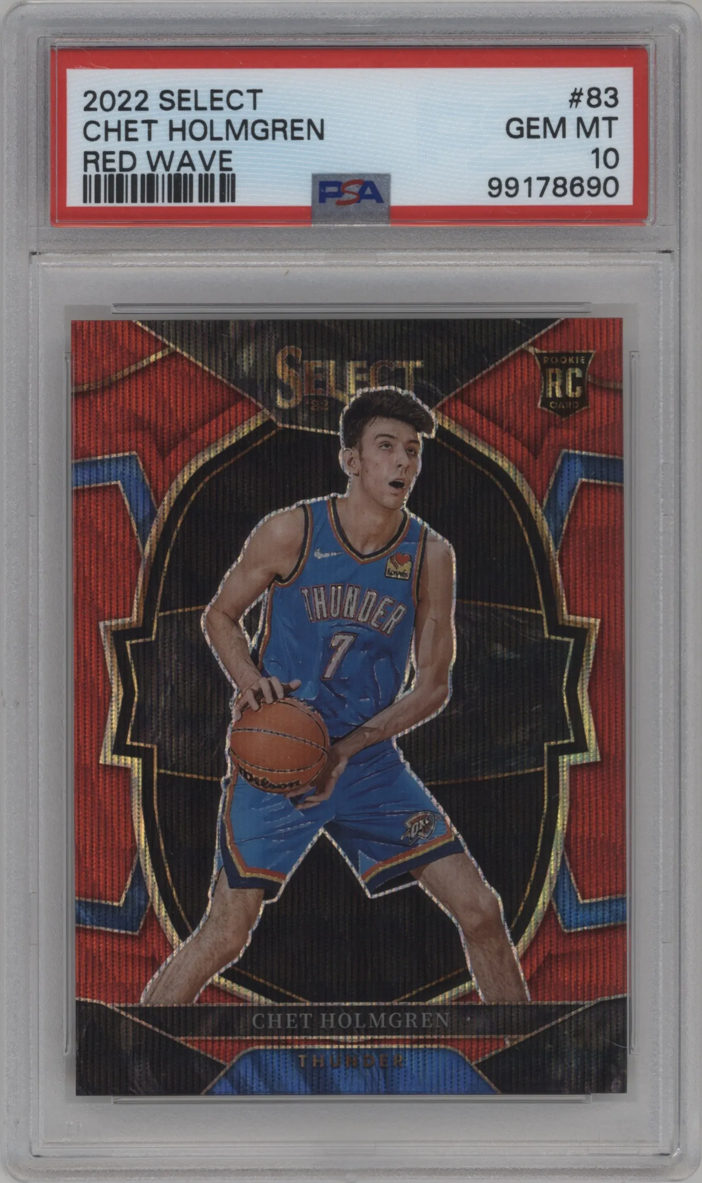 2022 Panini Select Chet Holmgren Red Wave #83 PSA 10