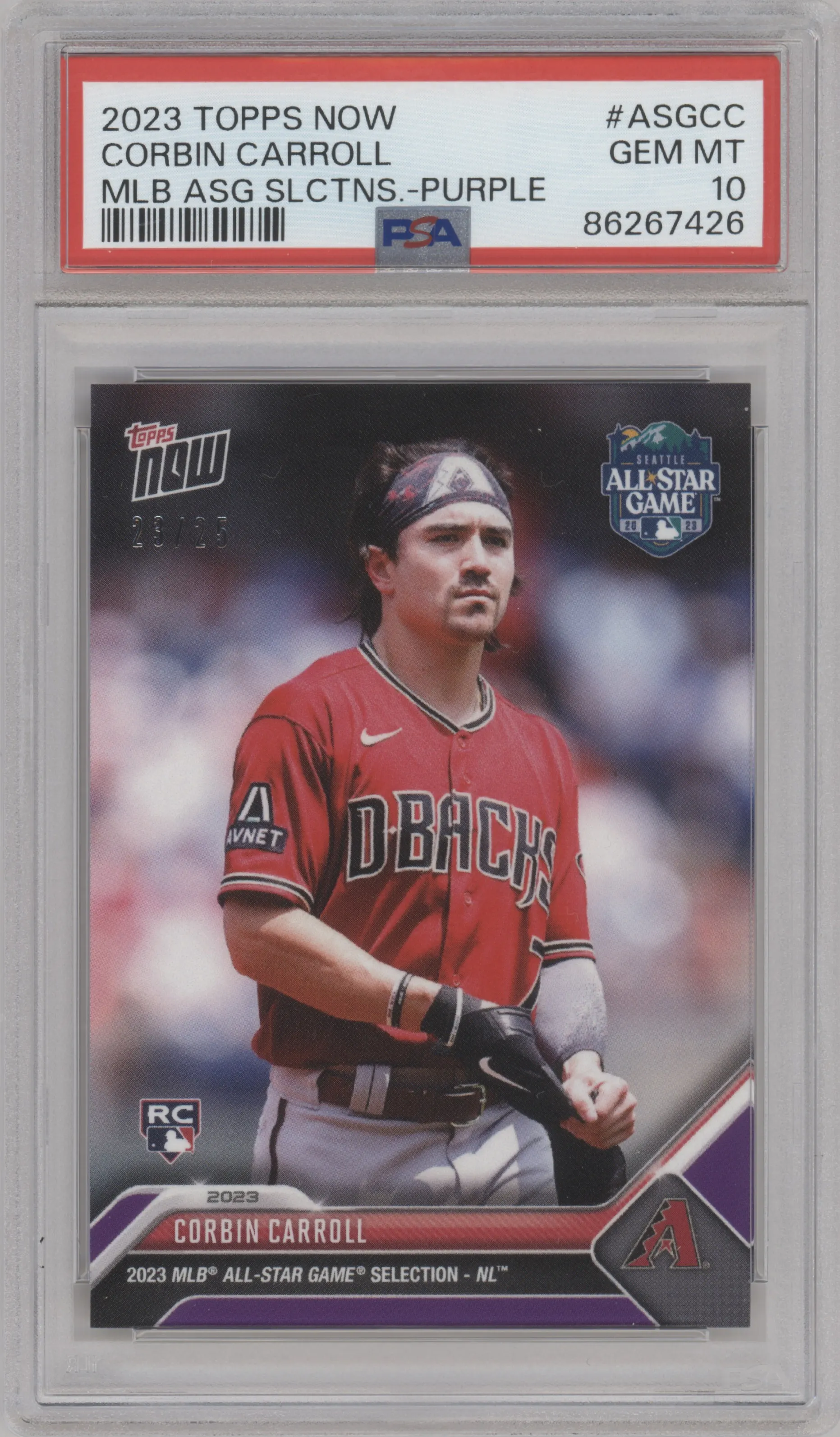 2023 Topps Now All-Star Game Corbin Carroll Purple PSA 10