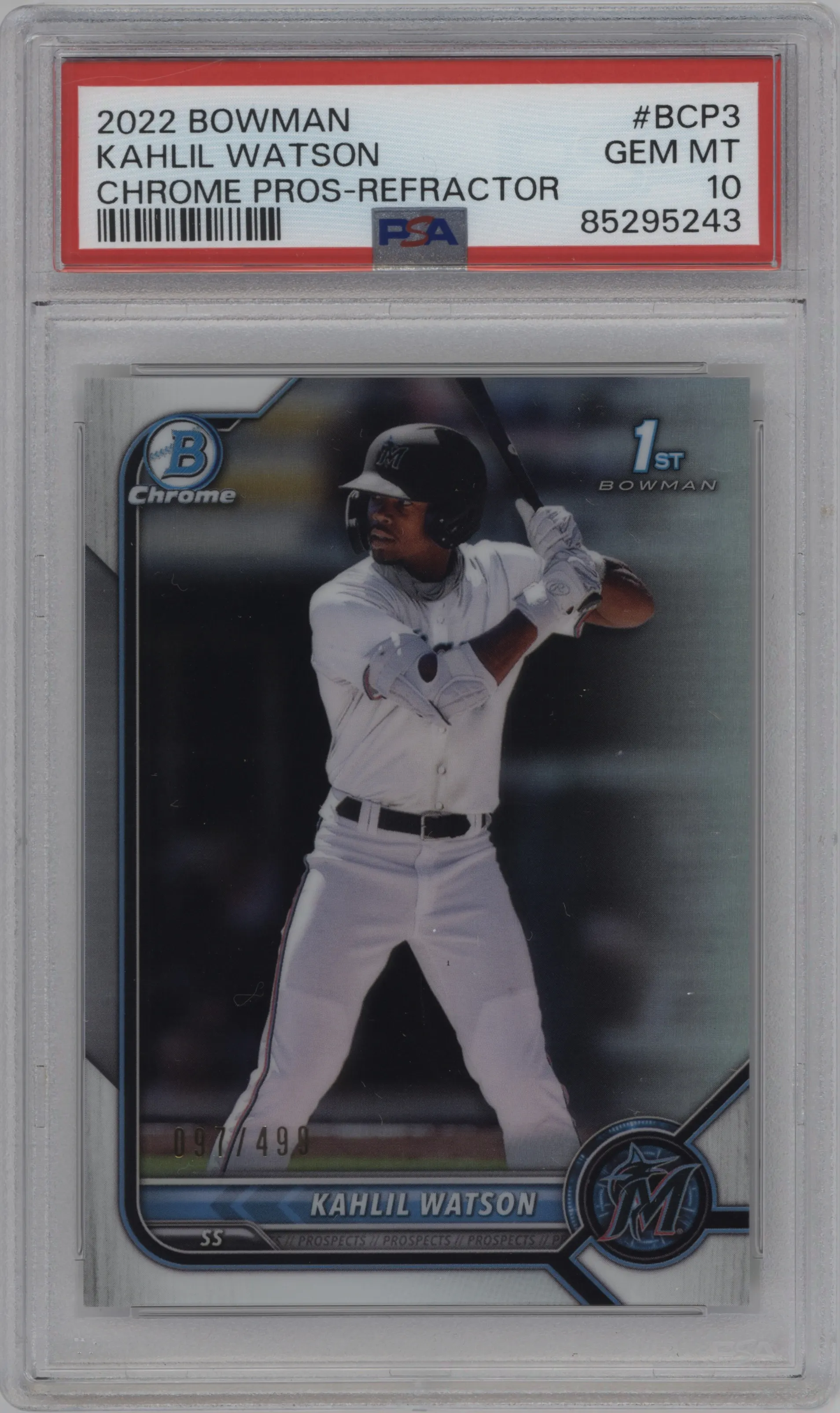 2022 Bowman Chr.Pros. Kahlil Watson Refractor PSA 10