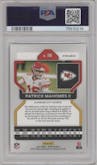 Patrick Mahomes II from the 2021 Panini Prizm set featuring a Silver Prizm parallel graded by PSA and given an overall grade of 10.