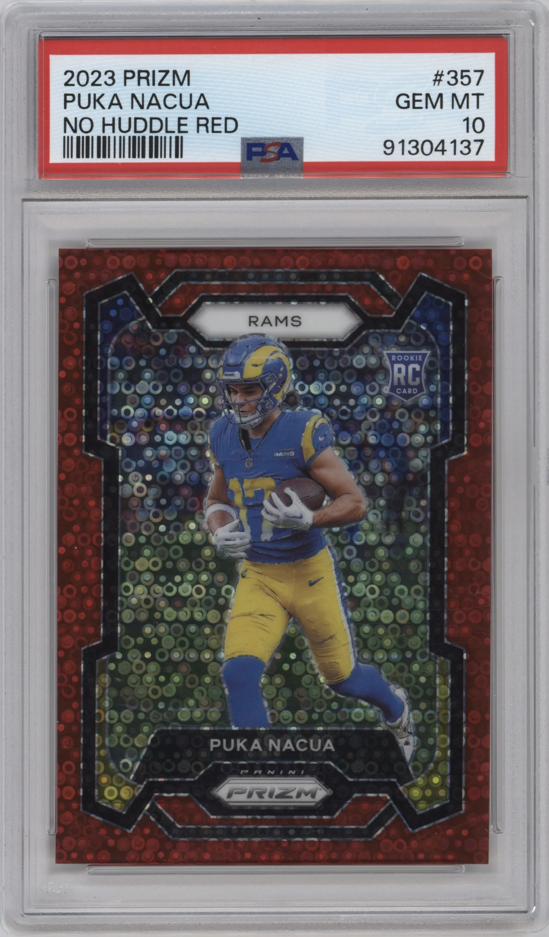 2023 Panini Prizm Puka Nacua No Huddle Red PSA 10