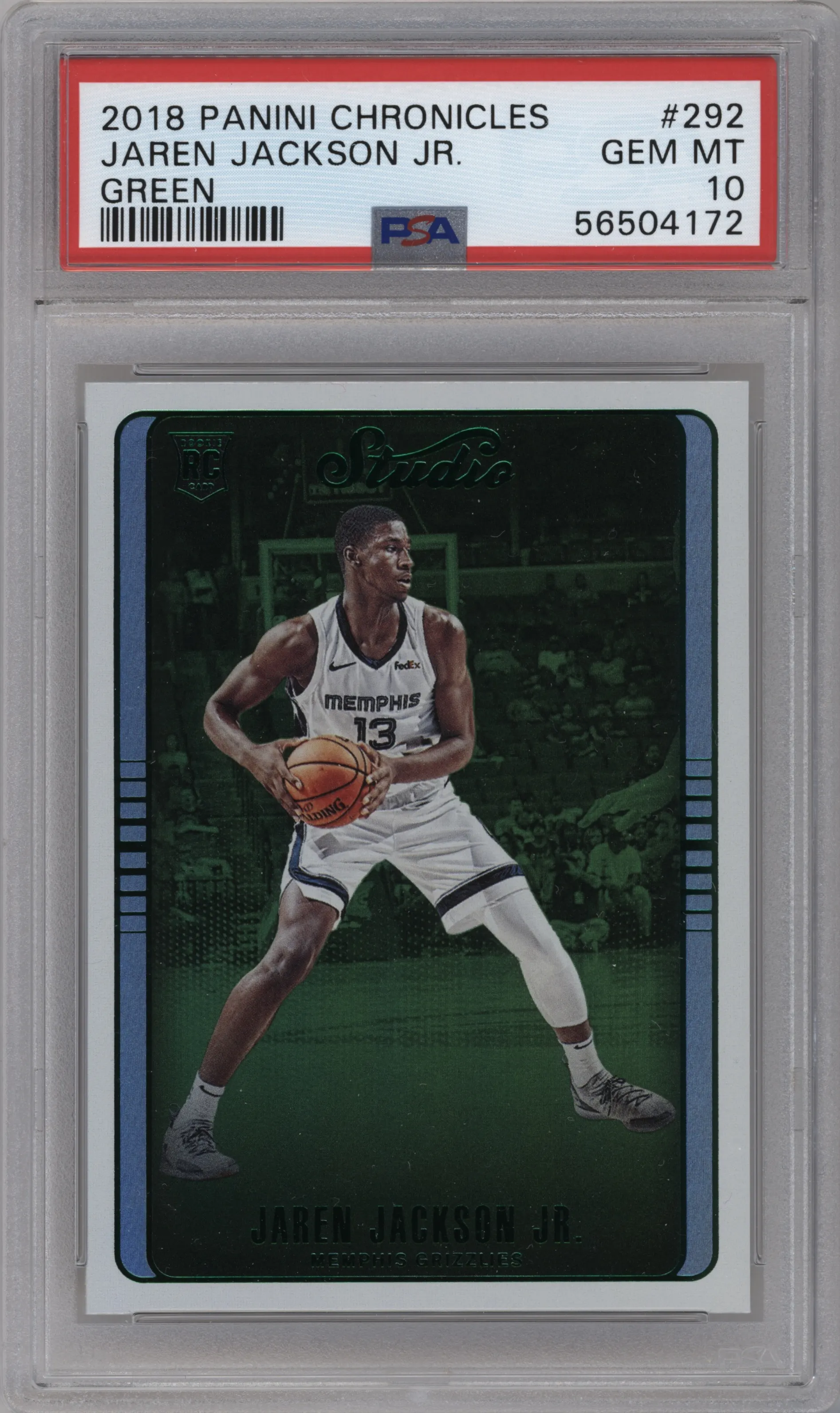 2018 Panini Chronicles Studio Jaren Jackson Jr. Green PSA 10
