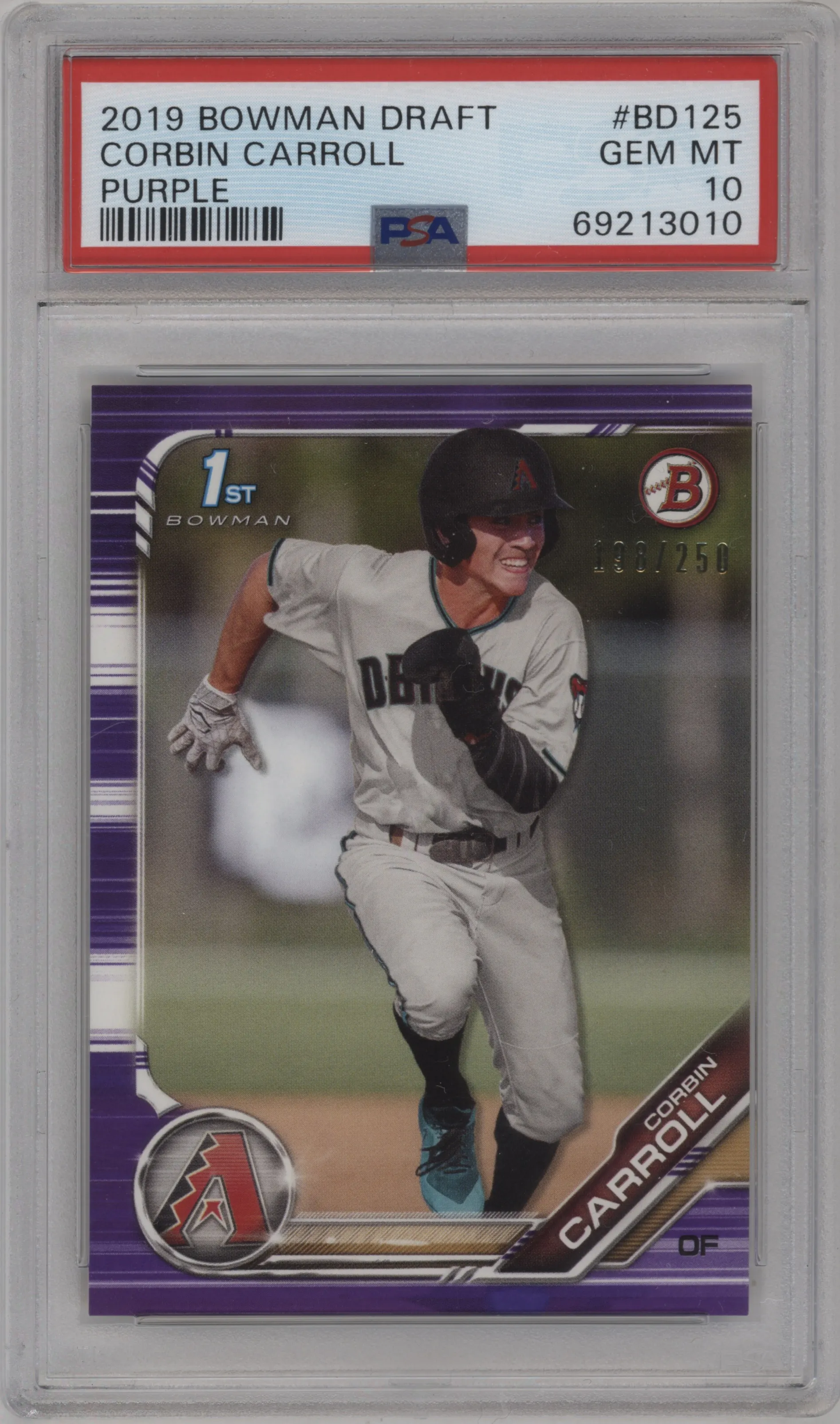 2019 Bowman Draft Corbin Carroll Purple PSA 10