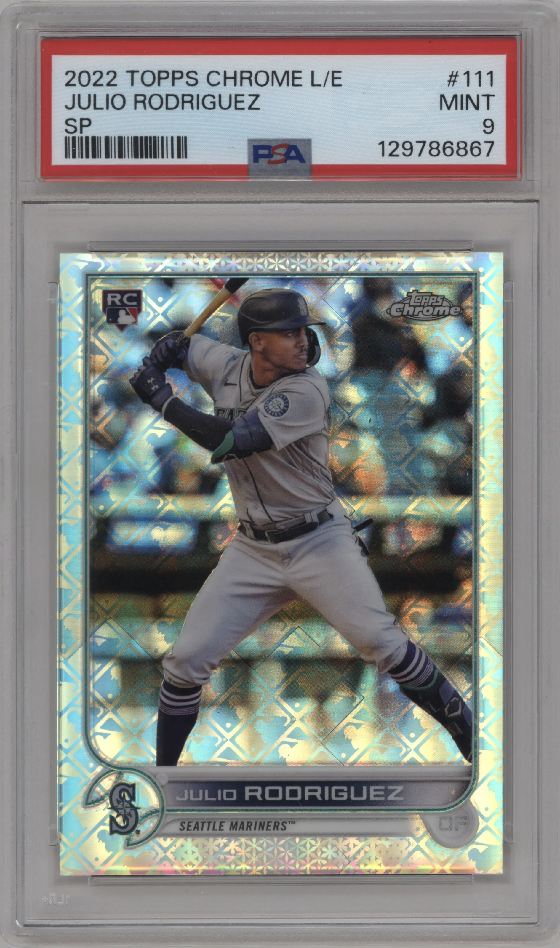 2022 Topps Chrome Logofractor Image Variation Julio Rodriguez #111 PSA 9
