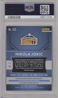 Nikola Jokic from the 2015-16 Panini Prizm  set graded by PSA and given an overall grade of 10.