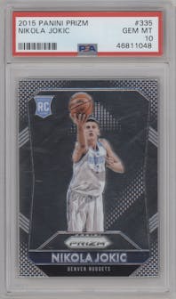 Nikola Jokic from the 2015-16 Panini Prizm  set graded by PSA and given an overall grade of 10.