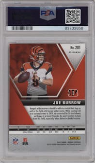 Joe Burrow from the 2020 Panini Mosaic set featuring a Reactive Green parallel graded by PSA and given an overall grade of 10.