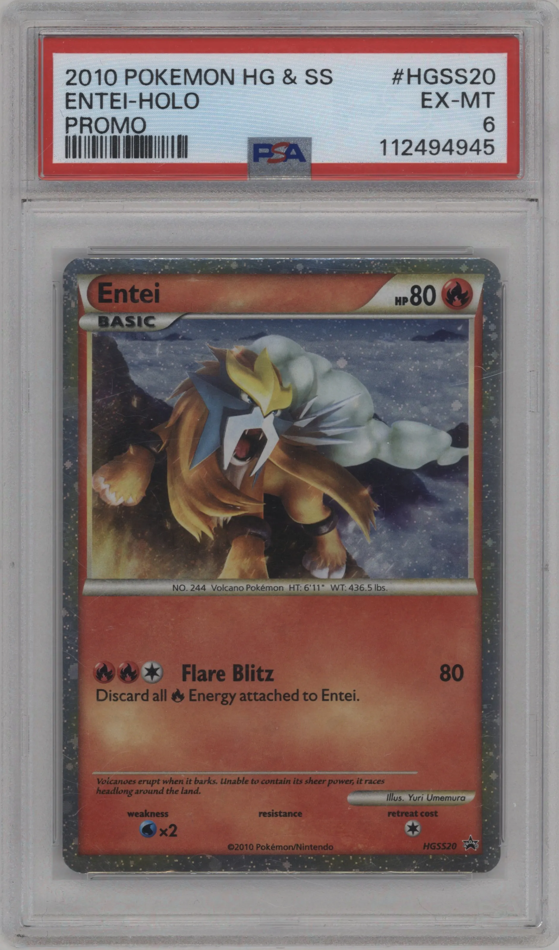 2010 Pokemon HG & SS Entei Fall 2010 Collector's Tins #HGSS20 PSA 6