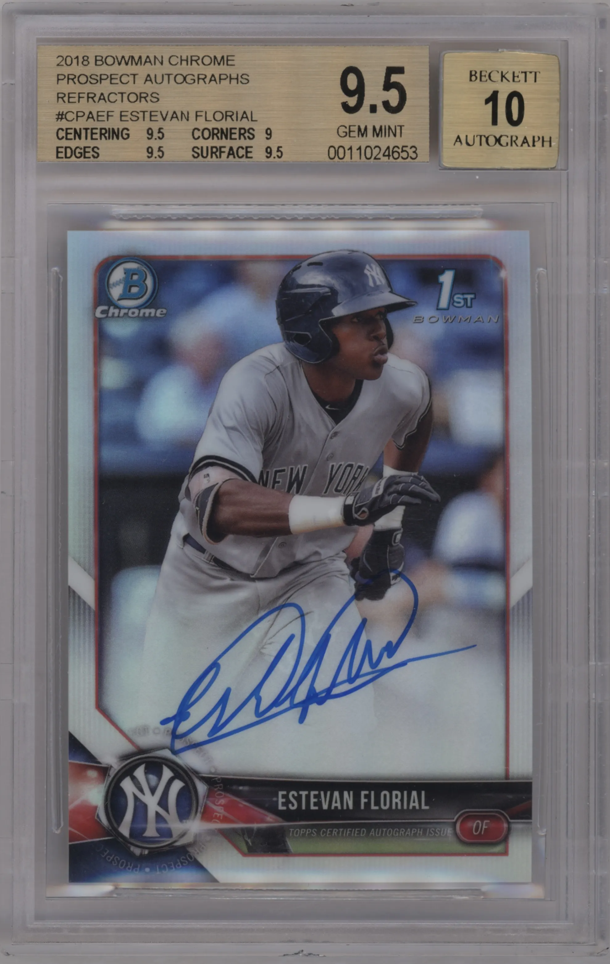 2018 Bowman Chrome Pros.Auto Estevan Florial Refractor #CPA-EF BGS 9.5