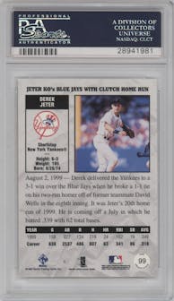 Derek Jeter from the 2000 Pacific Private Stock set graded by PSA and given an overall grade of 10.