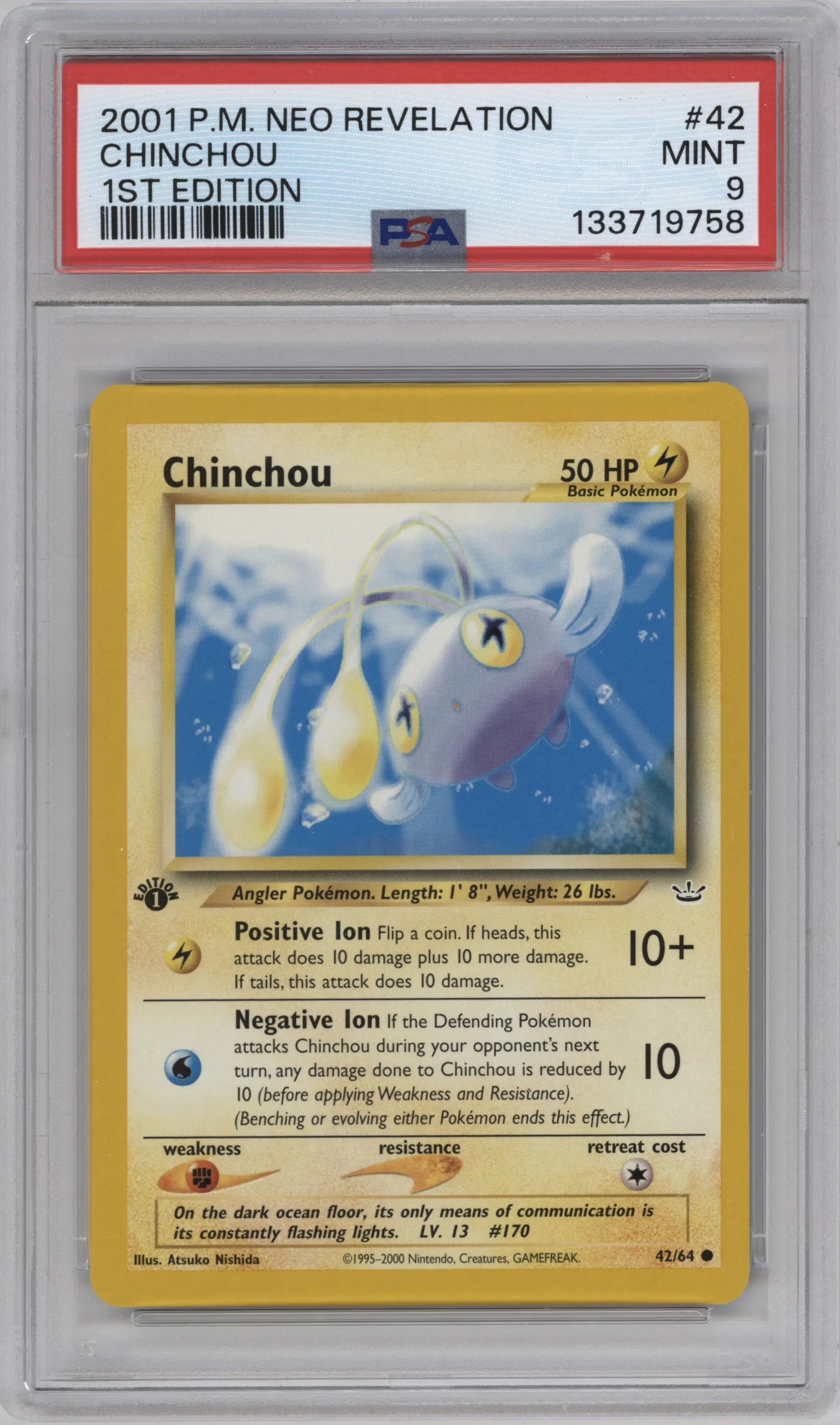 2001 Pokemon Neo Genesis Neo Revelation Chinchou #42 PSA 9