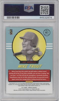 Mike Trout from the 2017 Panini Donruss set graded by PSA and given an overall grade of 10.