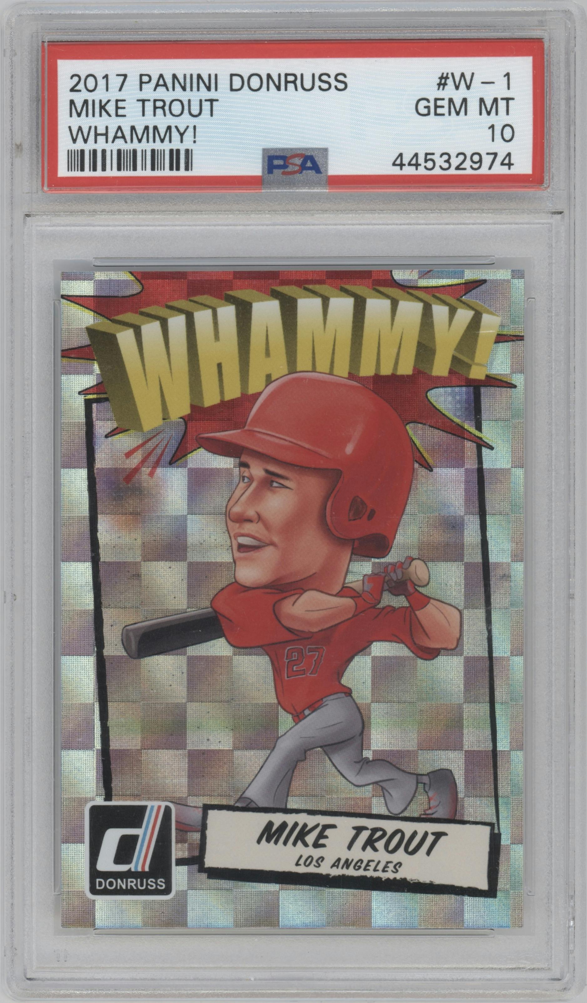 Mike Trout from the 2017 Panini Donruss set graded by PSA and given an overall grade of 10.