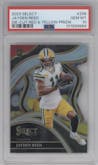 Jayden Reed  from the 2023 Panini Select set featuring a Die-Cut Red/Yellow Prizm parallel graded by PSA and given an overall grade of 10.