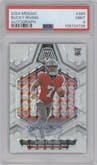 Bucky Irving from the 2024 Panini Mosaic set graded by PSA and given an overall grade of 9.