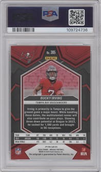 Bucky Irving from the 2024 Panini Mosaic set graded by PSA and given an overall grade of 9.