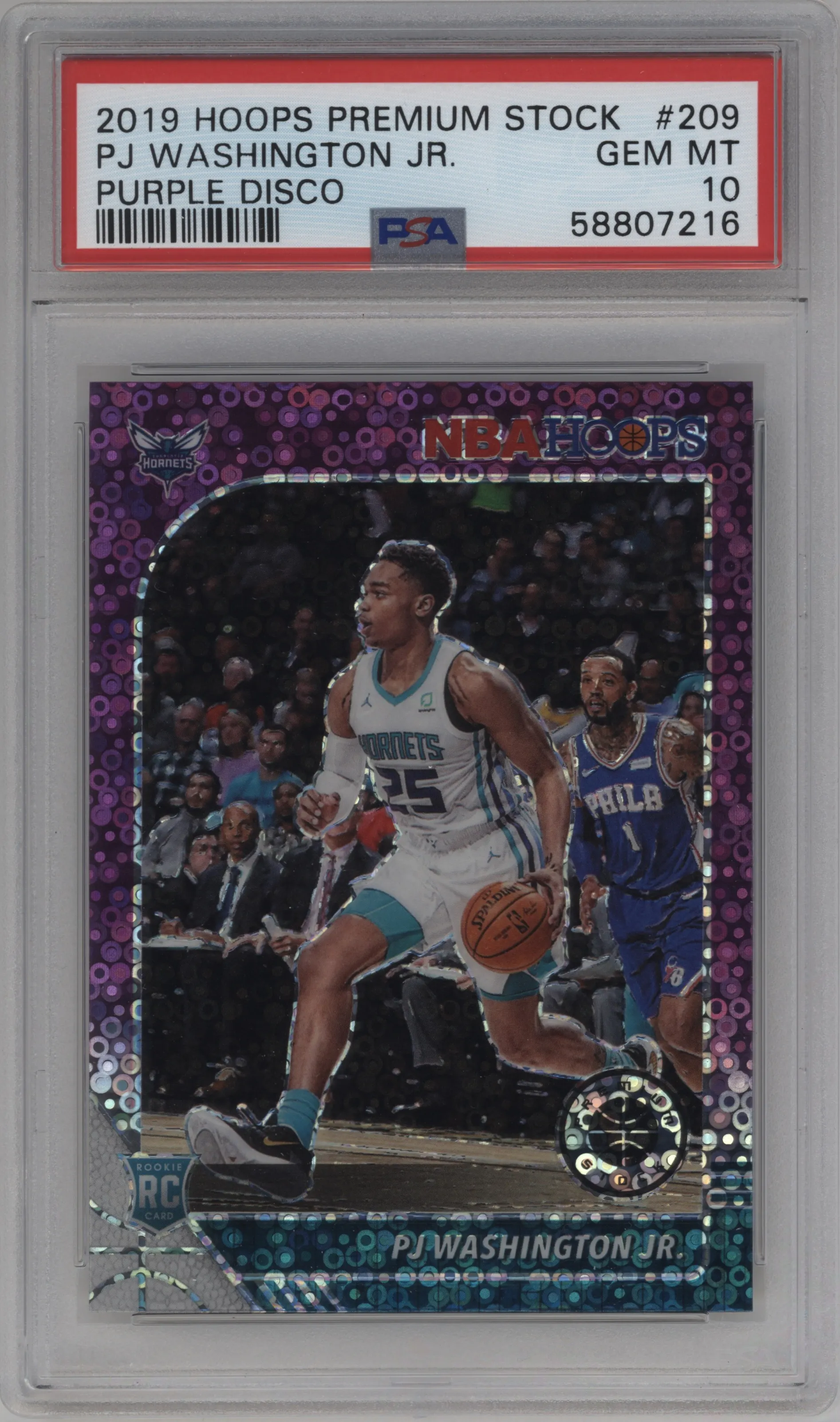 2019 Panini Hoops Premium Stock PJ Washington Jr. Purple Disco PSA 10