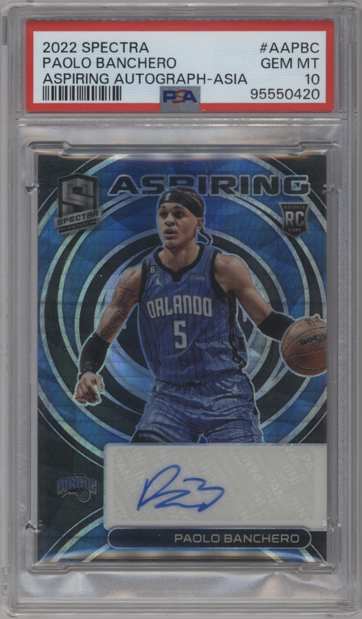 2022 Panini Spectra Aspiring Auto Paolo Banchero Asia #AA-PBC PSA 10
