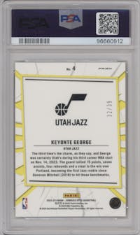 Keyonte George from the 2023-24 Donruss Optic set featuring a Orange parallel graded by PSA and given an overall grade of 9.
