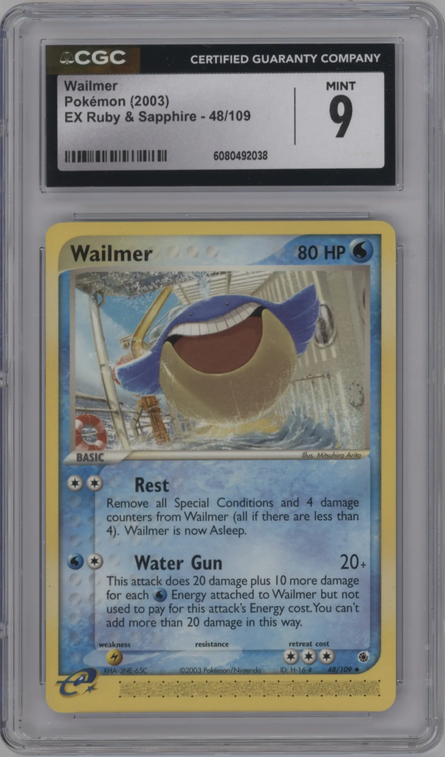 2003 Pokemon EX Ruby & Sapphire Wailmer #48 CGC 9