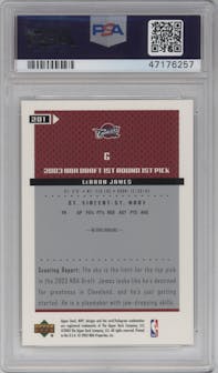 LeBron James from the 2003-04 Upper Deck MVP set graded by PSA and given an overall grade of 10.