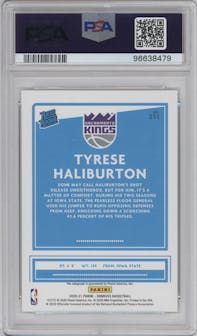 Tyrese Haliburton from the 2020-21 Panini Donruss set graded by PSA and given an overall grade of 10.