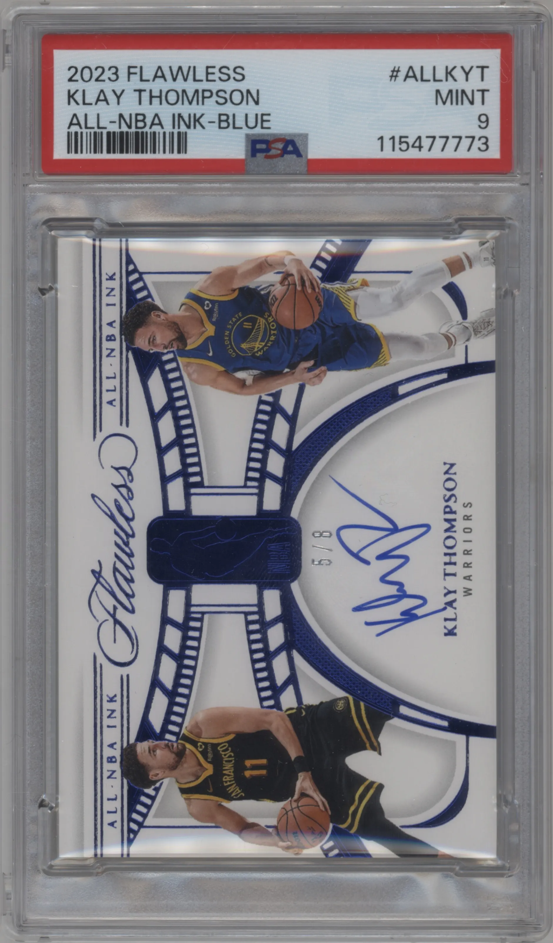 2023 Panini Flawless All-NBA Ink Klay Thompson Blue PSA 9
