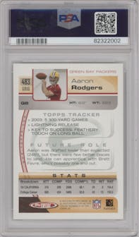 Aaron Rodgers from the 2005 Topps Total set graded by PSA and given an overall grade of 9.