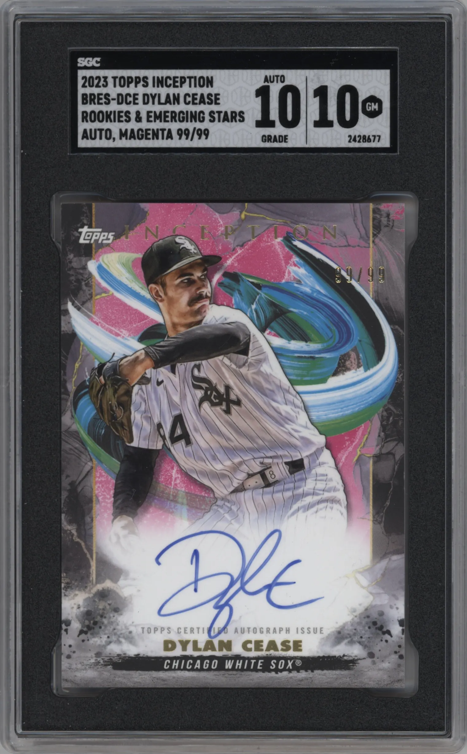 2023 Topps Inception Rke./Emer.Star Auto Dylan Cease Magenta #BRES-DCE SGC 10