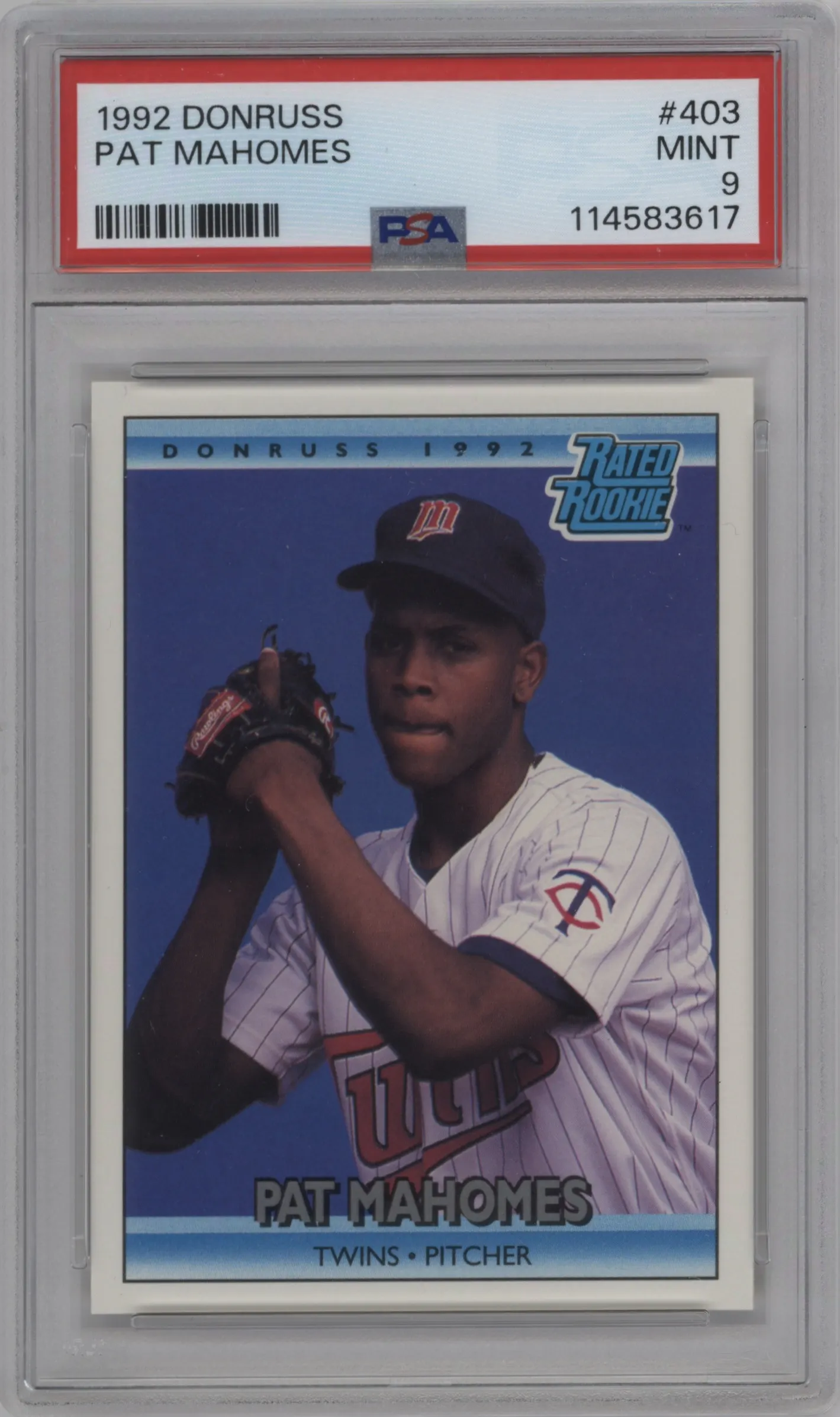 1992 Donruss Rated Rookie Pat Mahomes #403 PSA 9