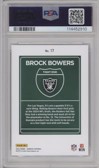 Brock Bowers from the 2024 Donruss set graded by PSA and given an overall grade of 10.