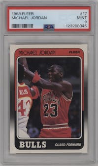 Michael Jordan from the 1988-89 Fleer set graded by PSA and given an overall grade of 9.