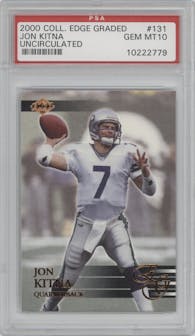 Jon Kitna from the 2000 Collector's Edge EG set featuring a Uncirculated parallel graded by PSA and given an overall grade of 10.