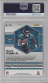 Travis Etienne Jr. from the 2021 Panini Mosaic set featuring a Reactive Blue parallel graded by PSA and given an overall grade of 10.