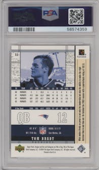 Tom Brady from the 2004 Upper Deck Legends set graded by PSA and given an overall grade of 10.