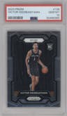 Victor Wembanyama from the 2023-24 Panini Prizm set graded by PSA and given an overall grade of 10.
