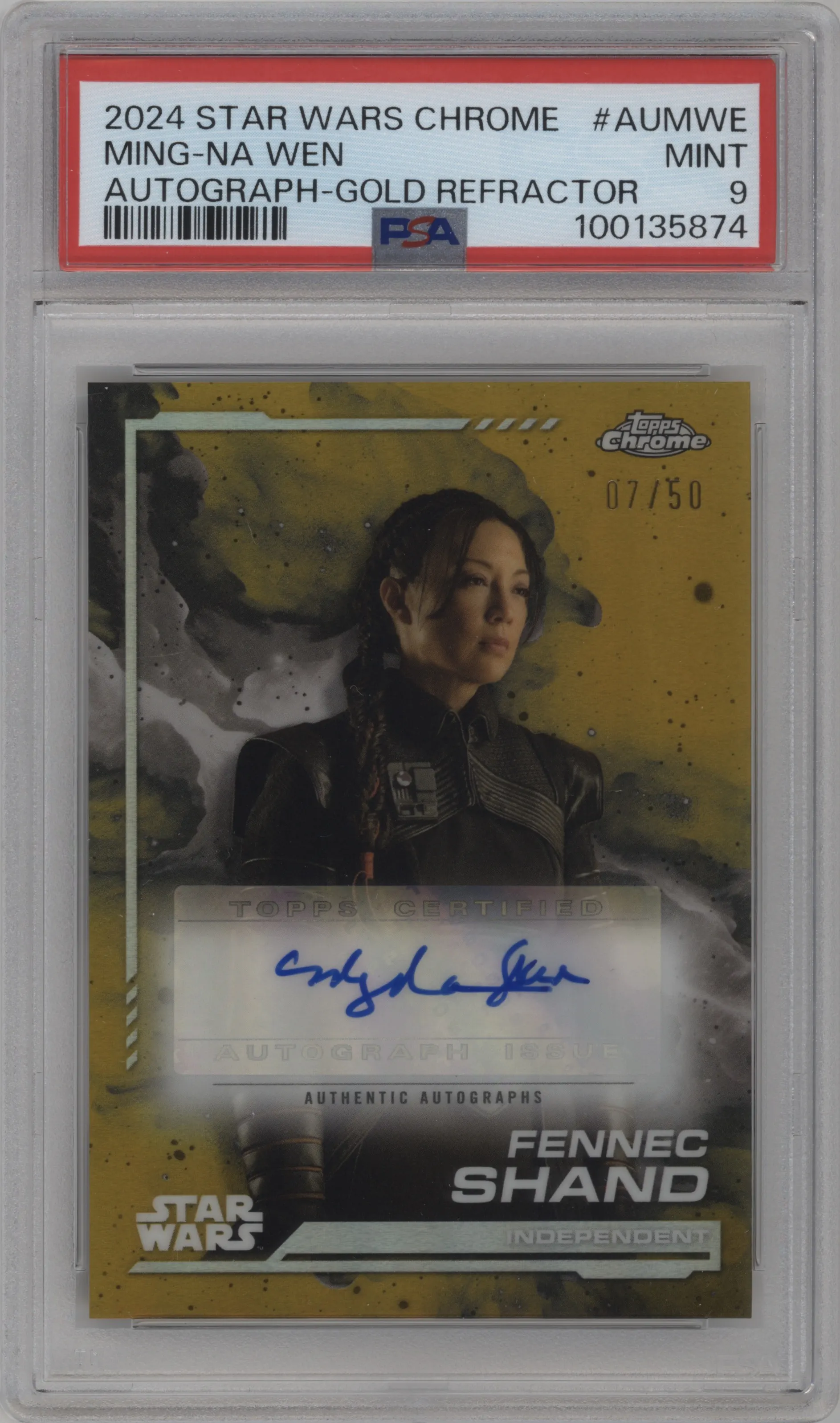 2024 Topps Chrome Star Wars Auto Fennec Shand Gold Refractor PSA 9