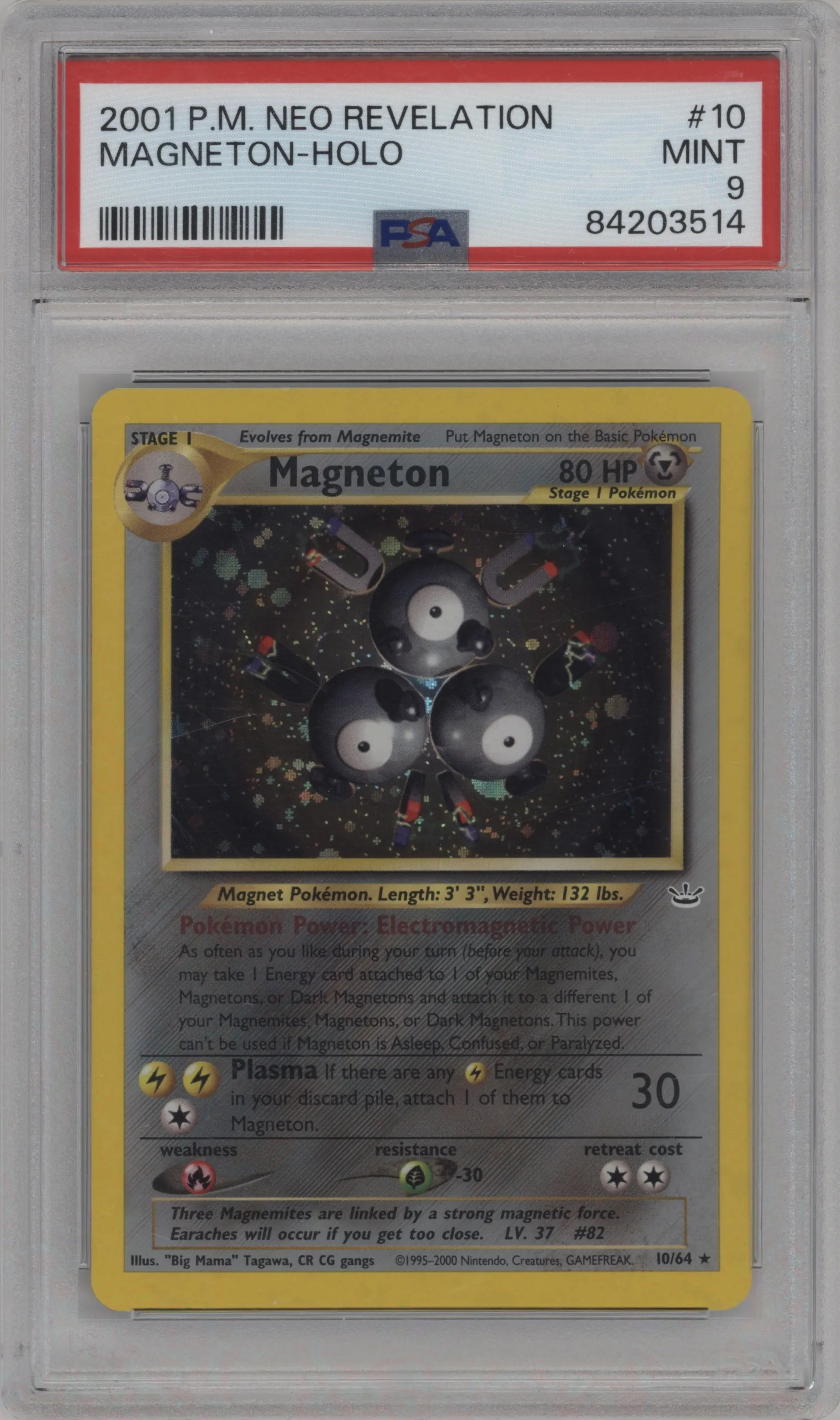 2001 Pokemon Neo Genesis Neo Revelation Magneton #10 PSA 9