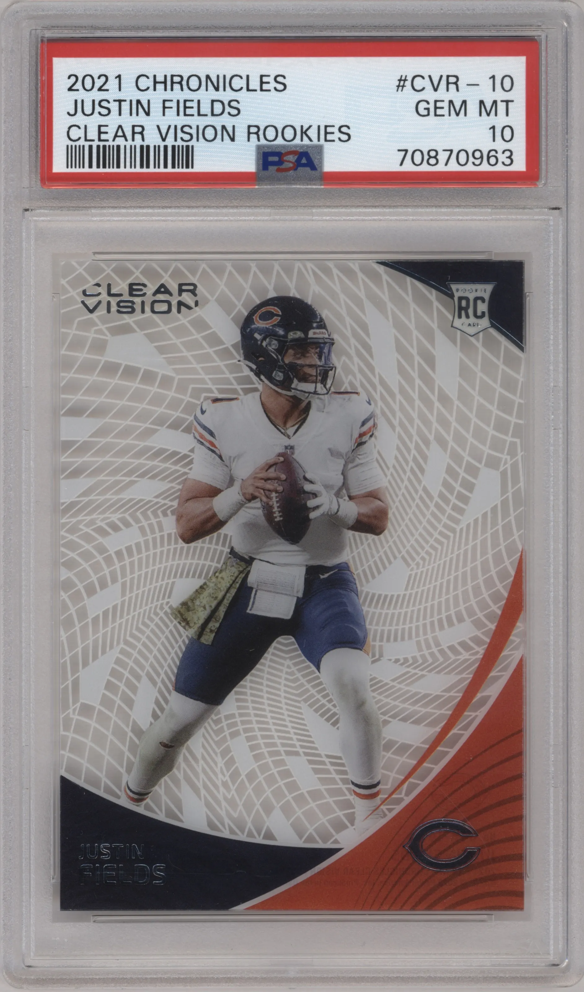 2021 Panini Chronicles Clear Vision Rke. Justin Fields PSA 10