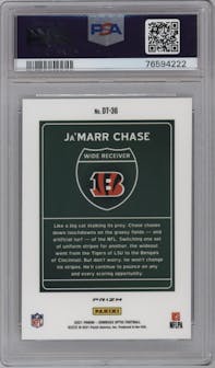 Ja'Marr Chase from the 2021 Panini Donruss Optic set graded by PSA and given an overall grade of 10.