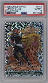 Ja'Marr Chase from the 2021 Panini Donruss Optic set graded by PSA and given an overall grade of 10.