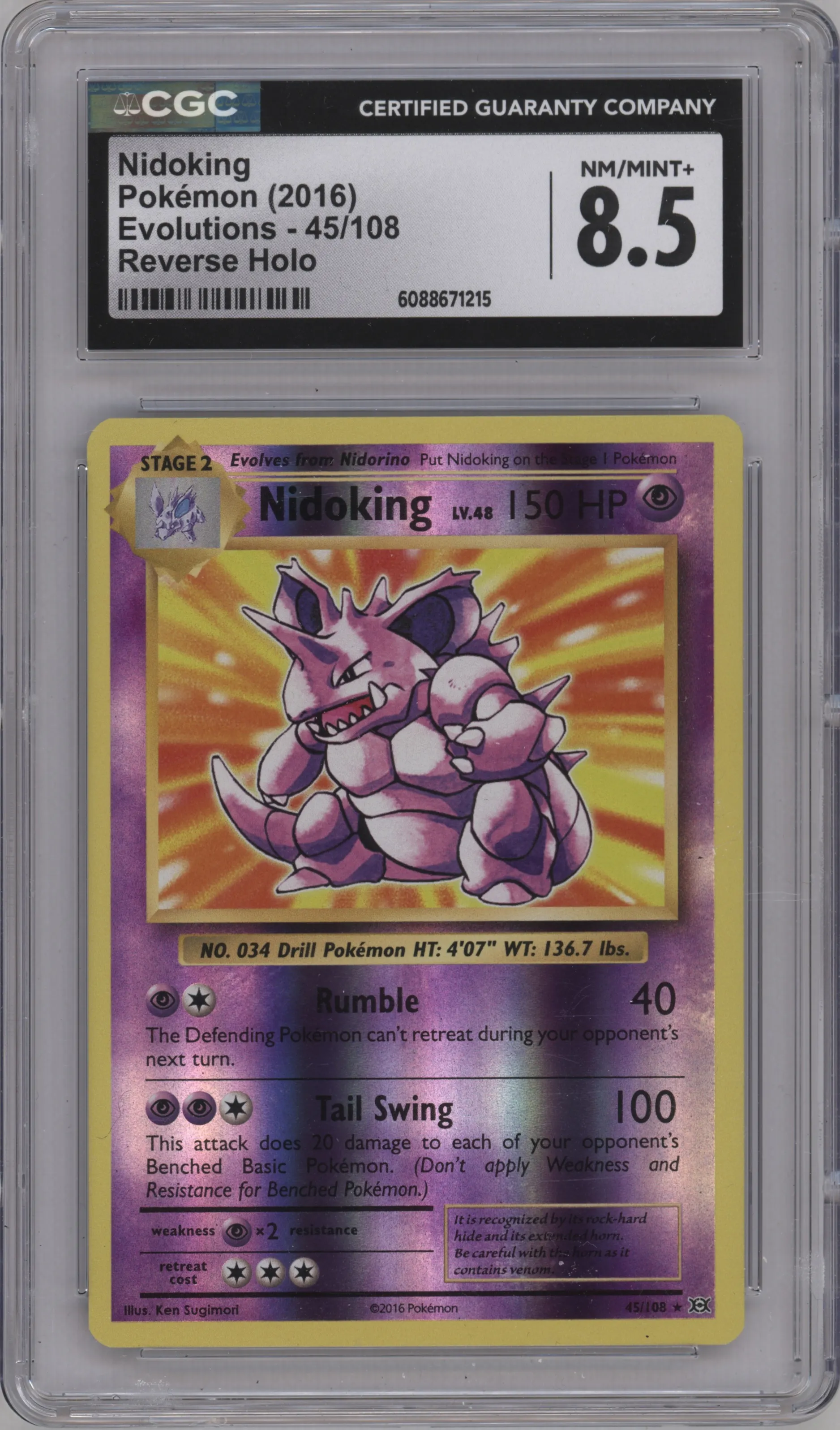 2016 Pokemon XY Evolutions Nidoking #45 CGC 8.5