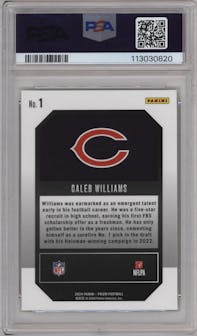 Caleb Williams from the 2024 Panini Prizm set graded by PSA and given an overall grade of 10.