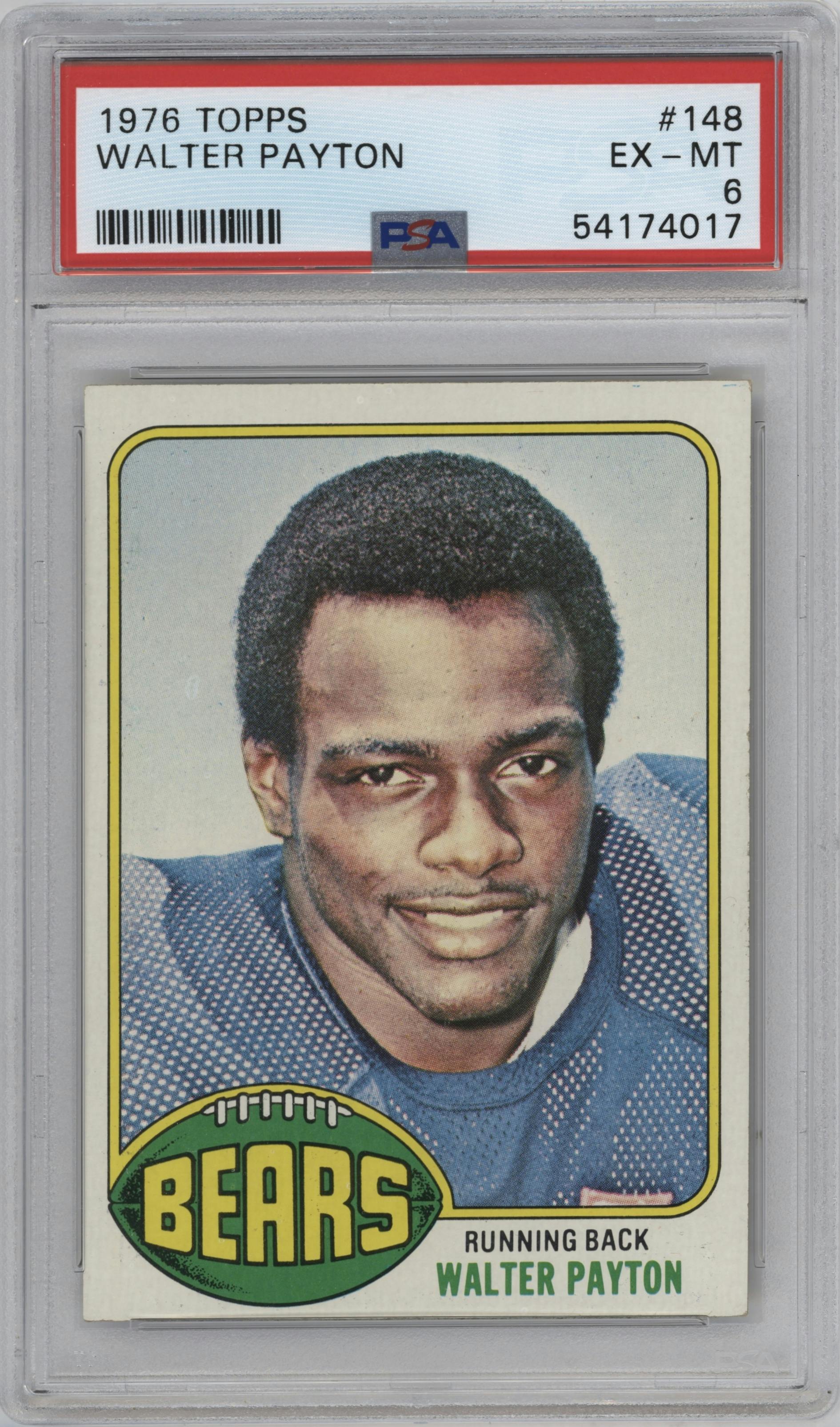 Walter Payton  from the 1976 Topps set graded by PSA and given an overall grade of 6.