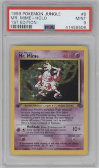 Mr. Mime from the 1999 Pokemon set graded by PSA and given an overall grade of 9.