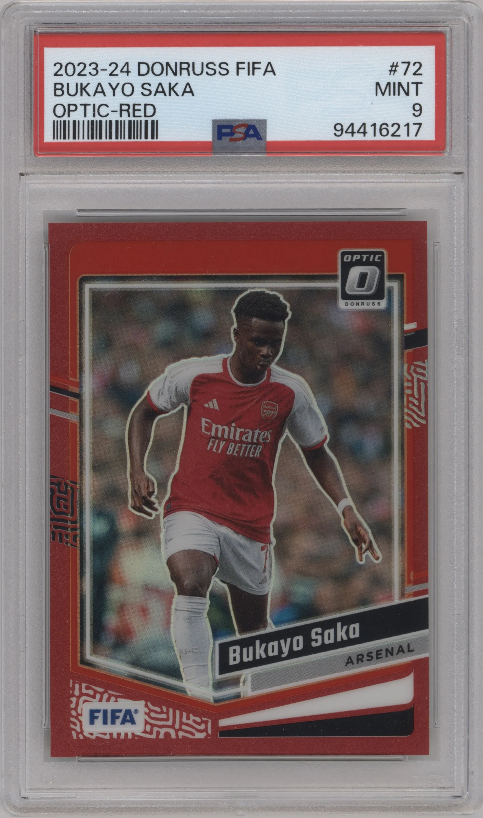 2023 Panini Donruss Bukayo Saka Optic Red #72 PSA 9