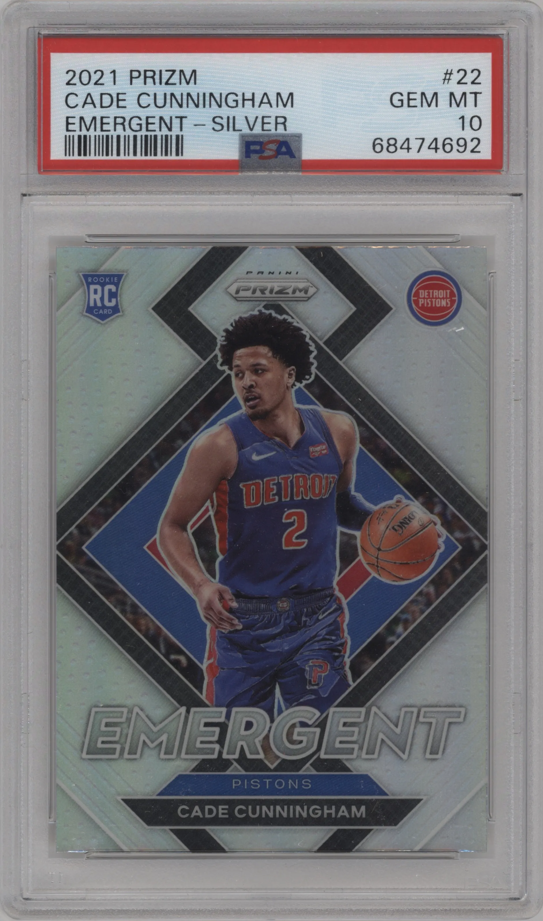 2021 Panini Prizm Emergent Cade Cunningham Silver Prizm #22 PSA 10