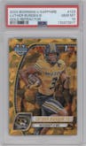 Luther Burden III  from the 2024 Bowman University Chrome Sapphire set featuring a Gold parallel graded by PSA and given an overall grade of 10.