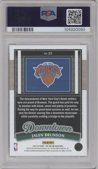 Jalen Brunson from the 2023-24 Panini One and One set graded by PSA and given an overall grade of 10.